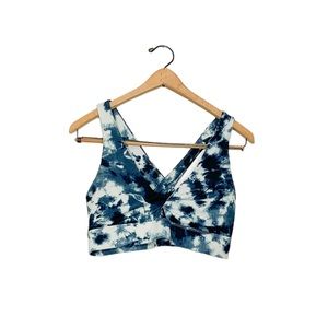 Fabletics No Bounce Blue Tie Dye Athletic Sports Bra Large L